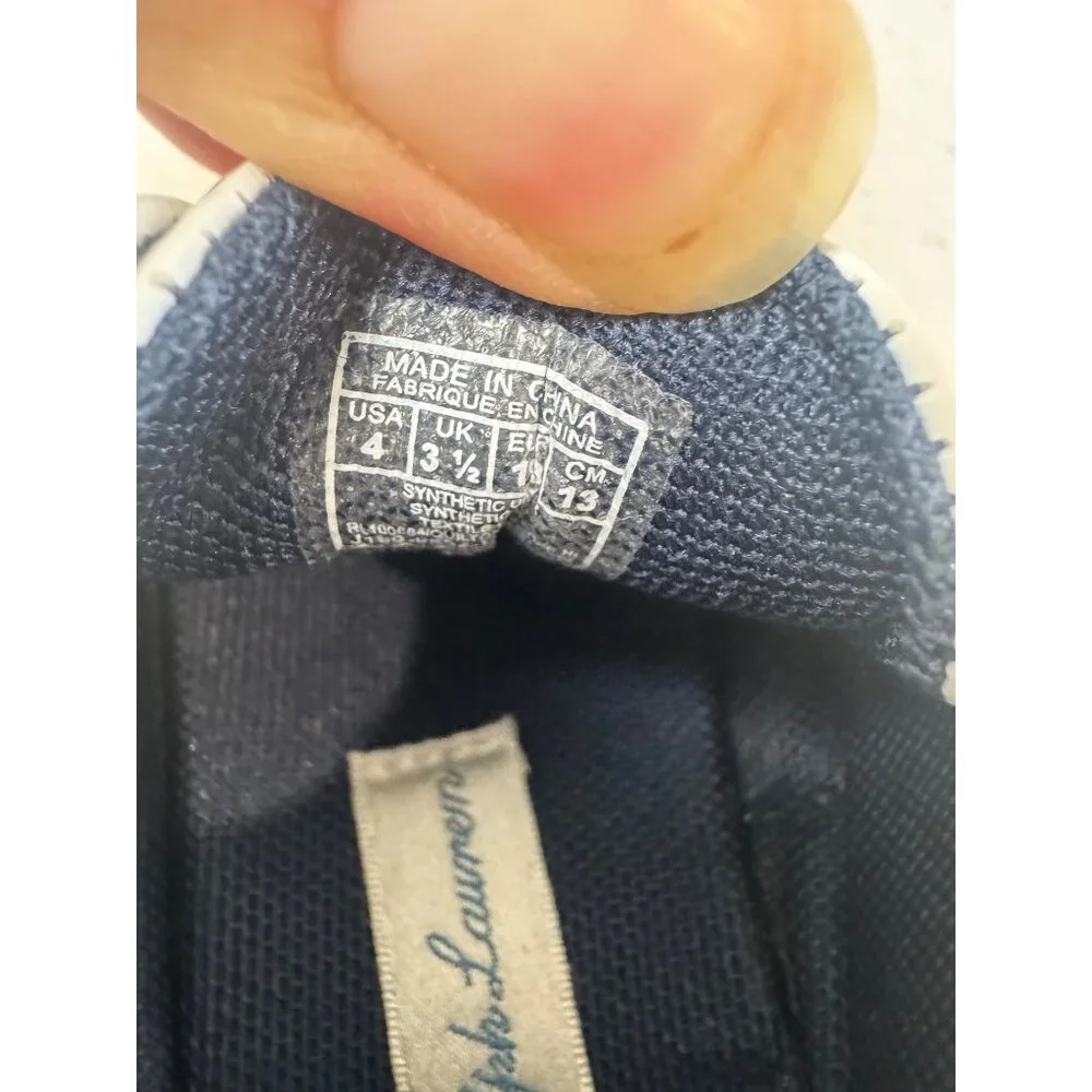 Polo‎ Ralph Lauren Baby Sneakers White W/ Bear Patch Size 3